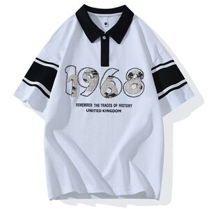 25062-特P40夏季休闲时尚T恤男短袖打底衫学生宽松翻领短袖POLO衫图片