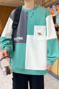 W24210-特P40 秋季休闲卫衣男长袖T恤打底衫 港风宽松打底衫图片