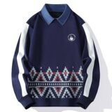 W25210-特P50衬衫领卫衣男假两件长袖T恤时尚卫衣男长袖打底衫，男装卫衣，电商D310（原电商305）