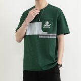 25166-特P40夏季休闲时尚圆领T恤男打底衫个性拼接撞色短袖t恤男，男装T恤，电商D310（原电商305）