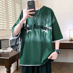 25155-特P40 夏季休闲时尚T恤男短袖青少年潮牌印花打底衫图片