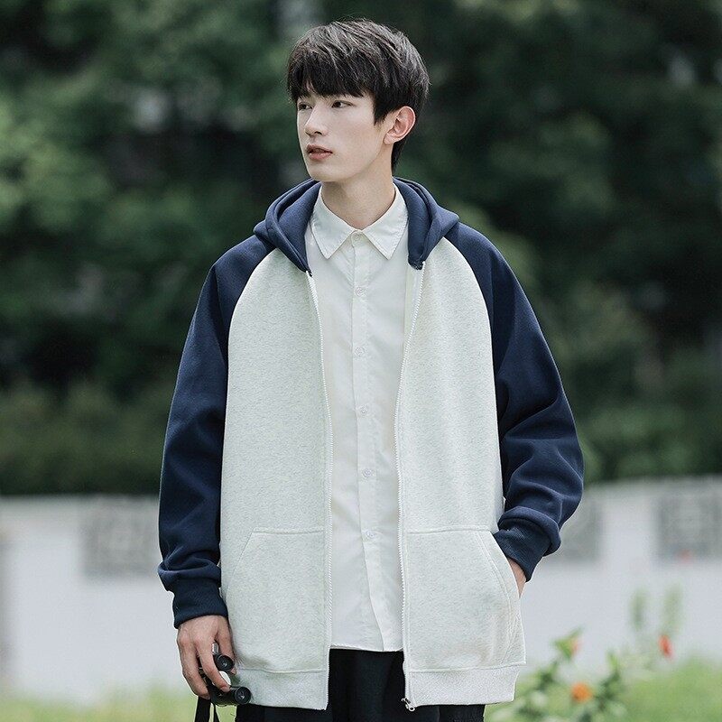 光板二开GSY967-特P36开衫卫衣男春秋款潮牌宽松连帽外套撞色,男装卫衣,电商D310（原电商305）