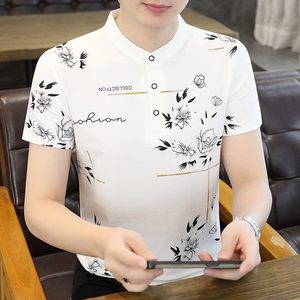 25115-P35春季休闲时尚T恤男短袖打底衫商务休闲修身立领POLO衫图片