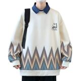 W25209-特P50假两件卫衣男款春秋季衬衫领打底衫宽松帅气套头衫，男装卫衣，电商D310（原电商305）