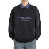 W25213-特P50春季休闲时尚卫衣男长袖打底衫衬衫领假两件外套，男装卫衣，电商D310（原电商305）