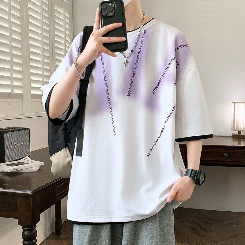 25156-特P40夏季休闲时尚T恤男短袖打底衫青少年潮牌印花T恤,男装T恤,电商D310（原电商305）