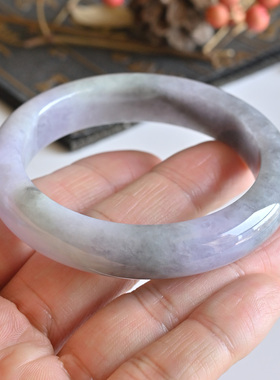 清货天然A货翡翠手镯冰糯种乌鸡紫色玉镯子女款57老坑缅甸玉手镯