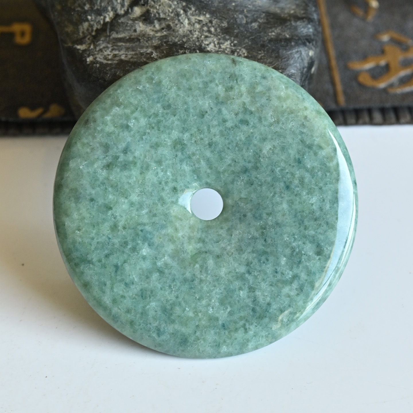 清仓天然A货翡翠大平安扣吊坠冰糯种满绿玉扣情侣款缅甸玉佩车挂