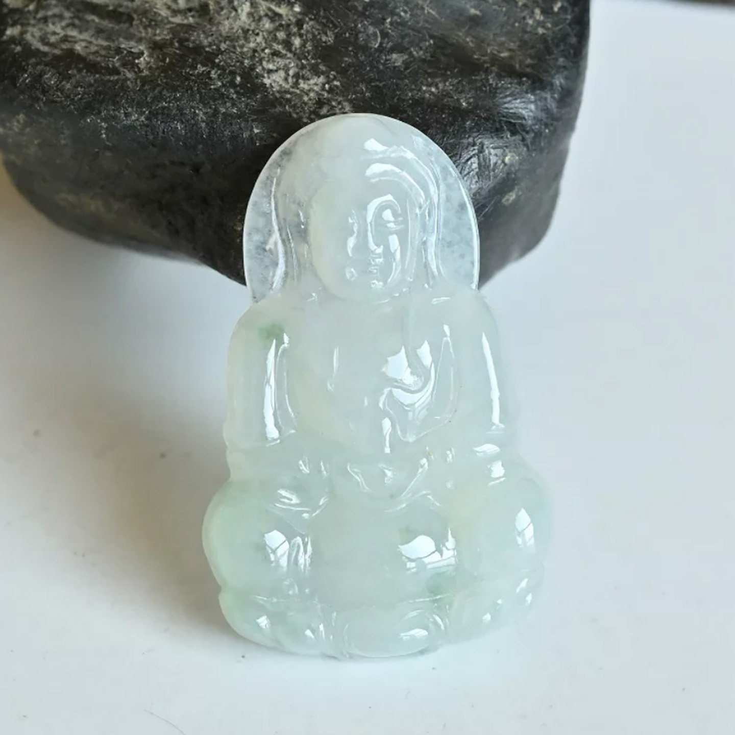 清仓a货天然翡翠玉观音吊坠冰种小飘花挂件缅甸玉坠子一物一图