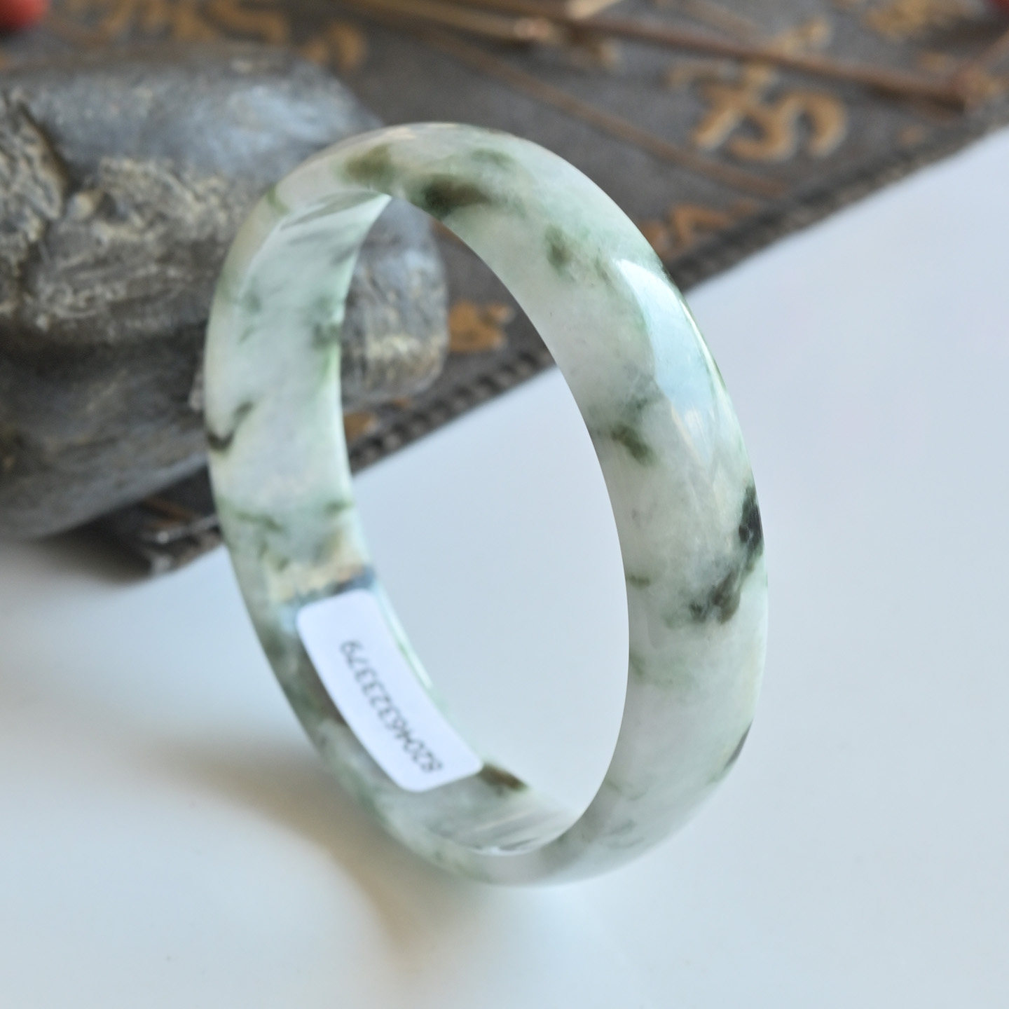 清仓天然A货翡翠手镯薄款冰糯种墨绿玉镯子女53缅甸玉手镯公主镯