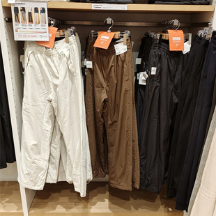 女装秋冬新款 纯色加绒保暖休闲长裤直筒降落伞裤 虞服WY479402