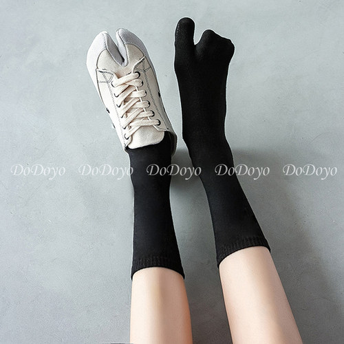 洞洞妖黑色分趾袜男女棉黑白足袋