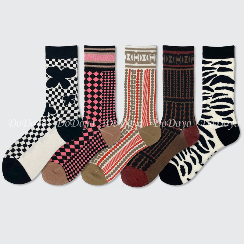 袜子中筒秋冬纯棉ins复古长筒