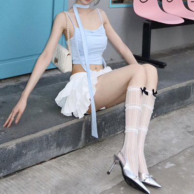 夏季薄款白色蕾丝花边袜子女