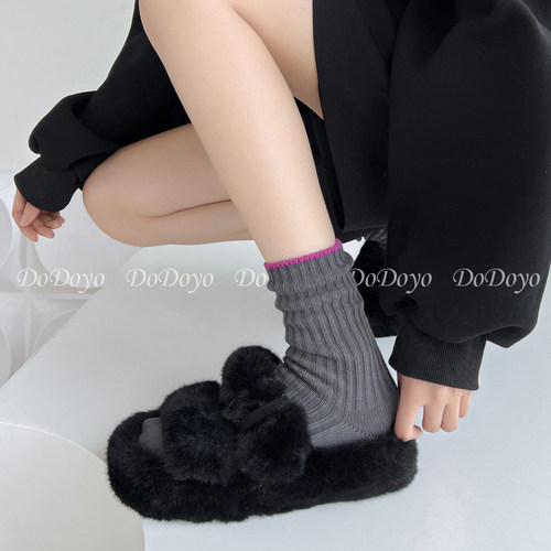 DODOYO灰色粗线袜子女