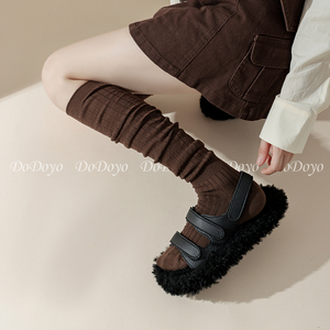 DODOYO 美拉德秋冬过膝袜女走秀美式复古叠穿堆堆MIU风小腿长筒袜