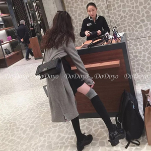 DODOYO 拼色高筒袜子女明星同款显瘦纯棉JK秋冬保暖黑色过膝长袜