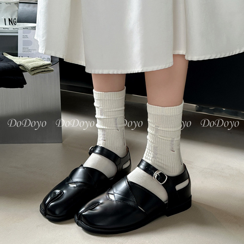 洞洞妖白色纯色破洞袜子女