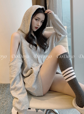洞洞妖 长袜女潮棉长筒灰色条纹秋冬中高筒及膝袜网红INS潮过膝袜