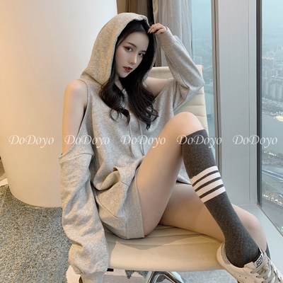 网红洞洞妖灰色ins潮风及膝袜