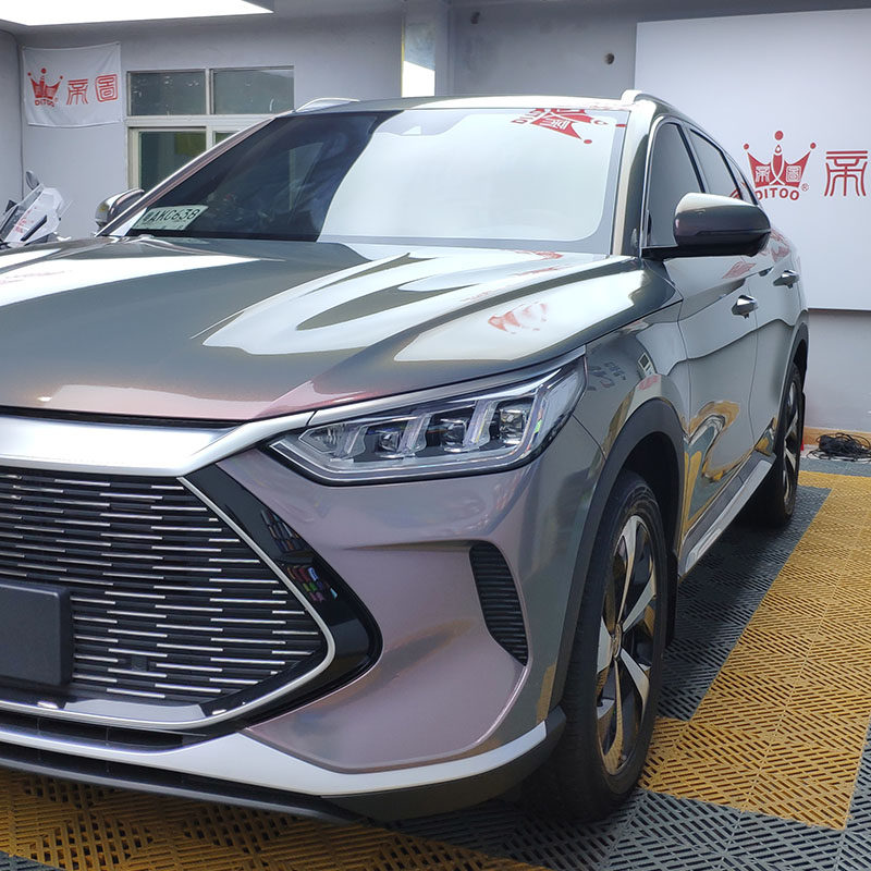 星空灰魅影改色膜质保五年广州直营店全车包贴比亚迪宋9月施工图