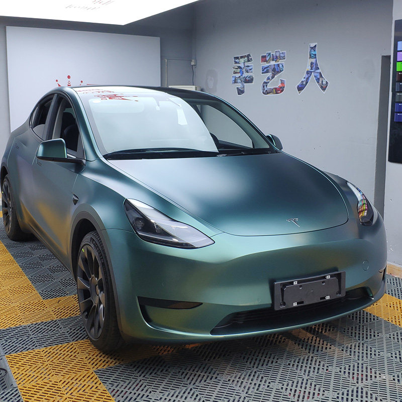 电光宝石绿改色膜质保5年广州直营店全车包贴特斯拉y3月3日施工图