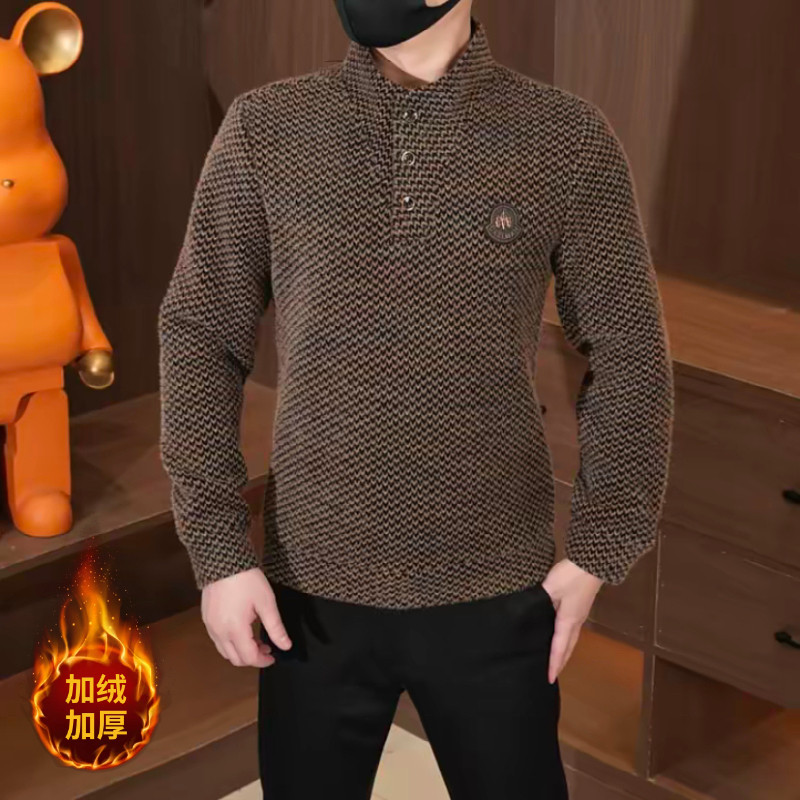 2026新款男士加绒半高领卫衣