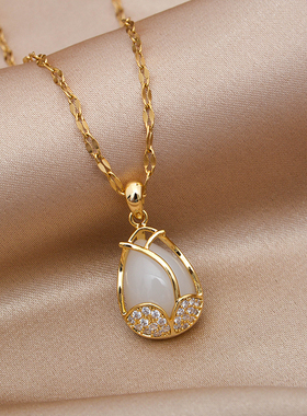 郁金香锁骨链钛钢嘴唇链女项链