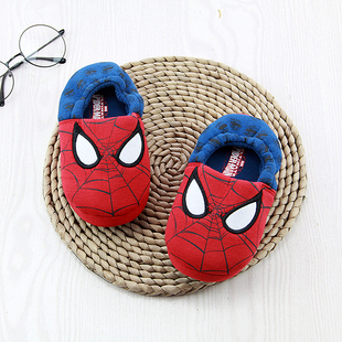 儿童包跟棉拖鞋 春秋 蜘蛛侠宝宝幼儿园居家小男孩室内防滑超人拖鞋