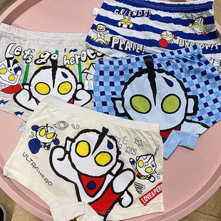 儿童内裤莫代尔平角裤无痕透气奥特曼卡通小孩男童四角短裤薄款夏