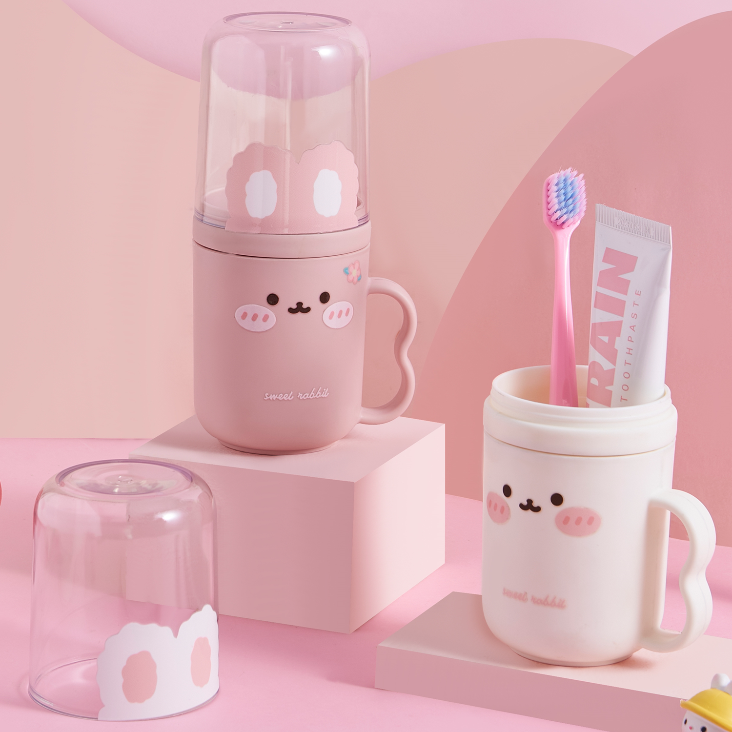 可爱便携旅行漱口杯二合一学生儿童刷牙杯洗漱杯套装牙刷杯收纳盒