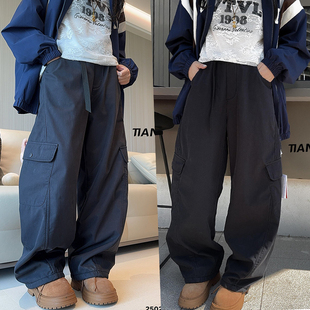 25020亲子速干休闲裤 天依角2025冬季 裤 男女童一体绒工装 25112 新款