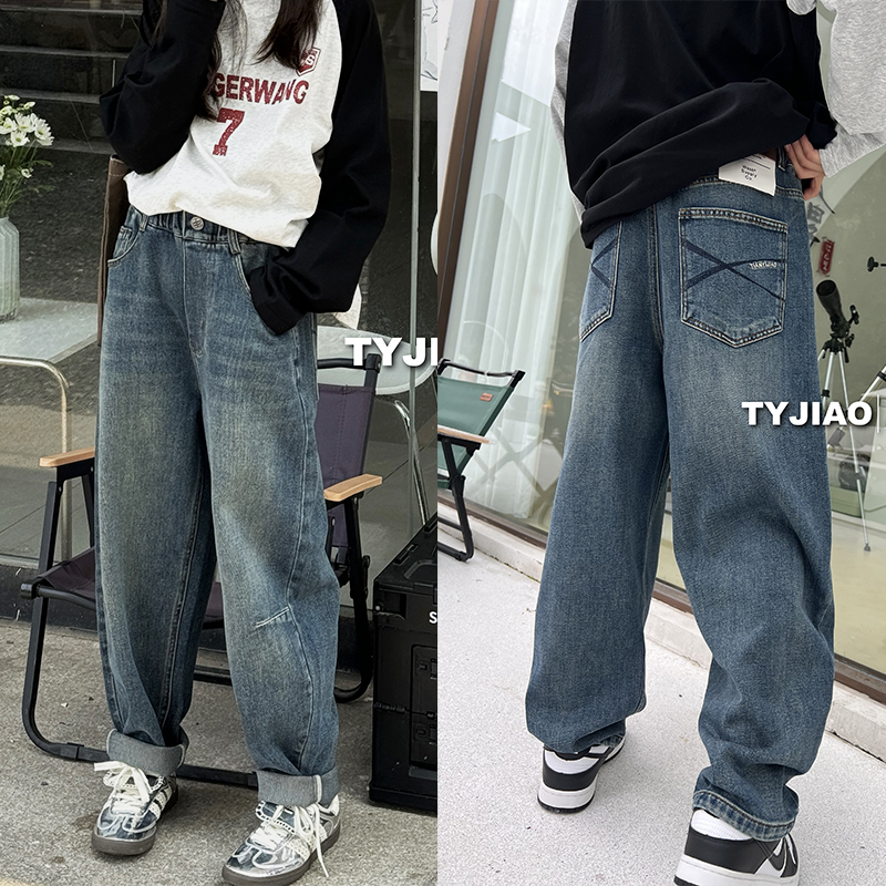 天牛仔老爹裤青少年长裤亲子