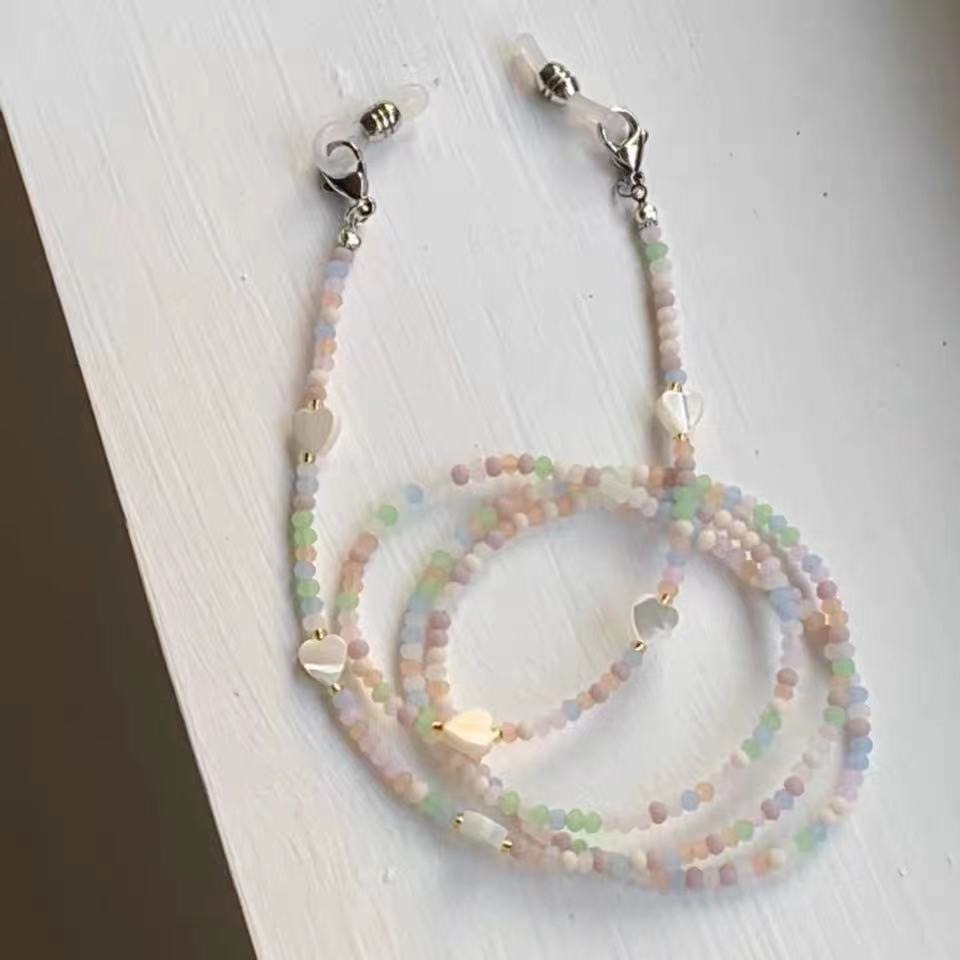 链磨砂质感贝壳爱心花朵水晶口罩