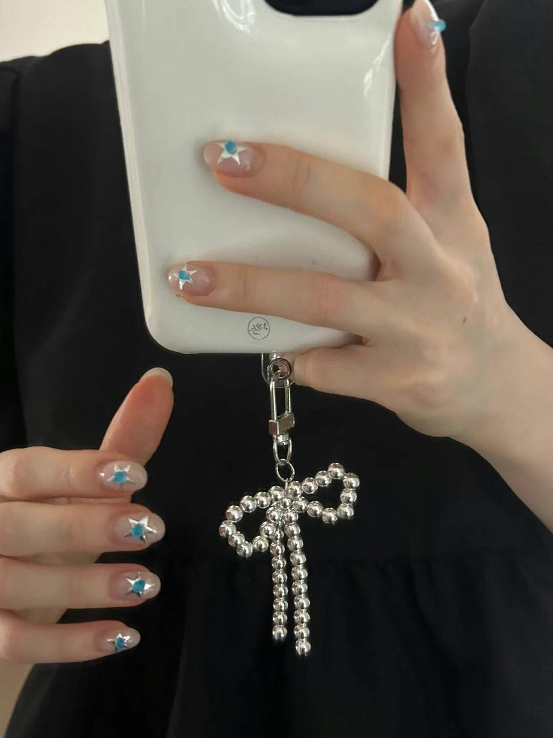 韩国earlobe蝴蝶结银色挂件包挂钥匙扣手机链配饰可爱