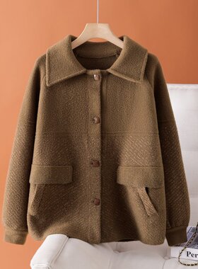 中老年女装高贵短款大衣中年妈妈冬装毛呢外套上衣服2025新款