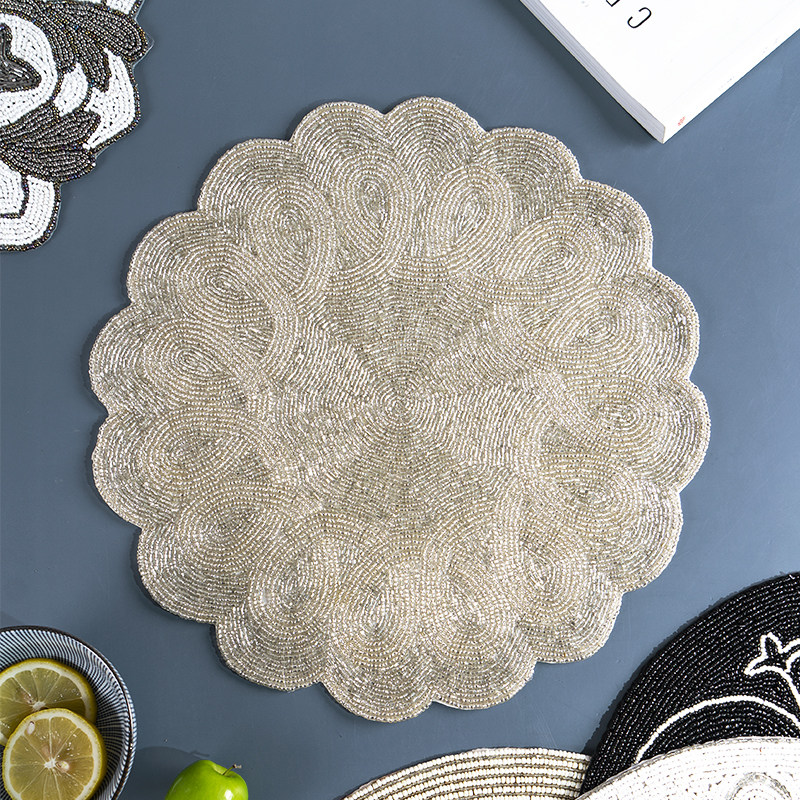 手工串珠西餐垫杯垫隔热垫欧式装饰餐盘垫防滑桌面垫子轻奢防烫圆
