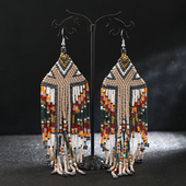 手工编织波西米亚民族风耳环长款 米珠流苏耳坠欧美个性 气质女耳饰