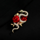 玫瑰与蛇小众设计感高档胸针奢华气质欧美胸花别针精致西装 配饰女