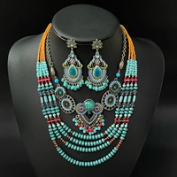 Серьги C Модель+двойное ожерелье (SET)