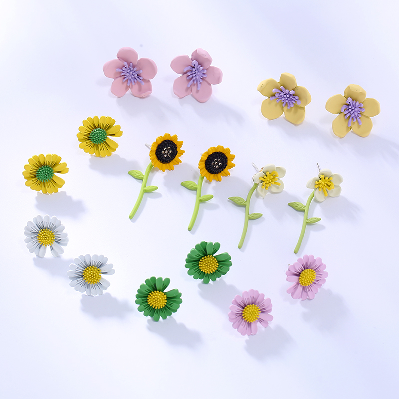 韩国新潮网红仙女耳钉小雏菊花朵耳饰小清新甜美可爱太阳花耳环
