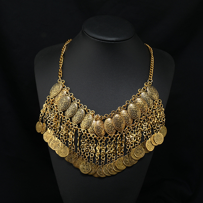 东宫小枫同款金属钱币流苏项链女