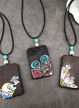 复古文艺原创黑檀木项链男