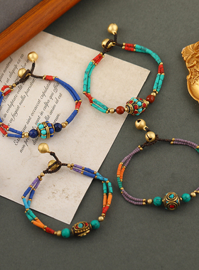原创藏式彩色尼泊尔编织手链女