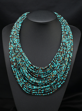 欧美复古米珠夸张多层项链女