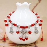 Летний натуральный браслет из красной нити, браслет на ногу