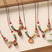 原创设计植物果实项链编织橡果长款 文艺民族风毛衣链女新中式 配饰