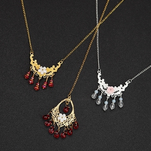 扶摇同款古风汉服流苏额饰眉心坠女民族风沙漠旅拍红色额头链头饰