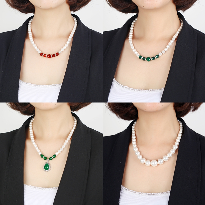 复古天然贝壳珍珠短款玛瑙