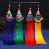 云南民族风刺绣流苏耳环长款 气质百搭旗袍耳坠女复古新娘中式 耳饰